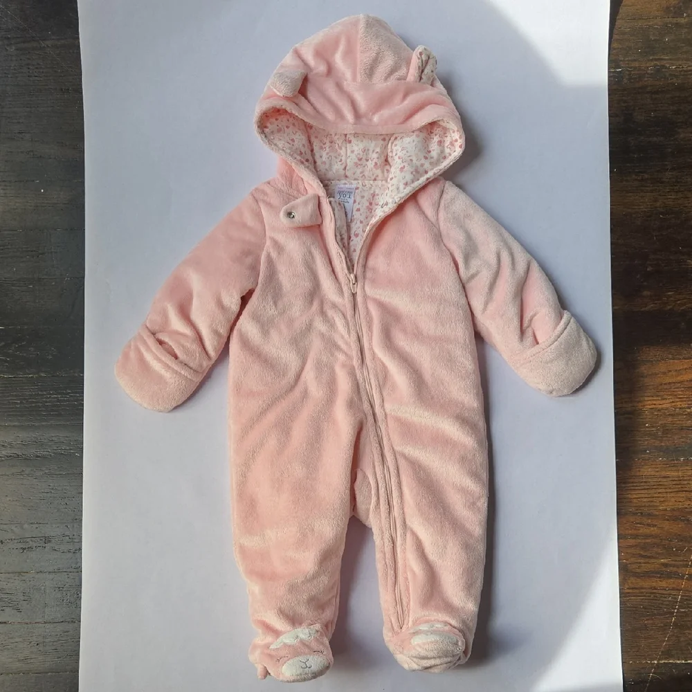 Carter's 6mo Pink Llama/Sheep Hooded Baby Bunting Pram One Piece